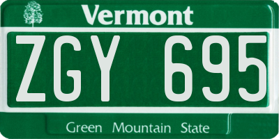 VT license plate ZGY695