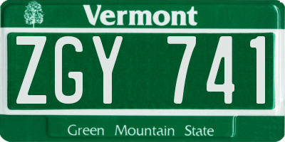 VT license plate ZGY741