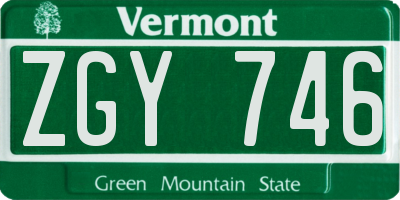 VT license plate ZGY746