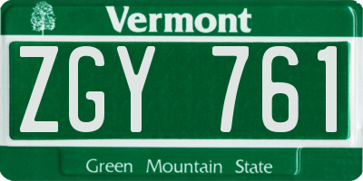 VT license plate ZGY761