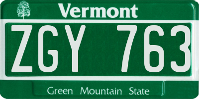 VT license plate ZGY763