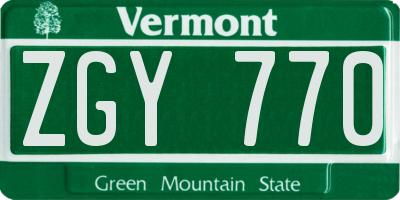 VT license plate ZGY770
