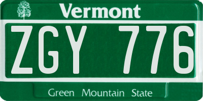 VT license plate ZGY776