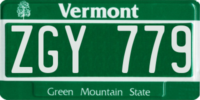 VT license plate ZGY779