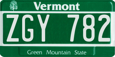 VT license plate ZGY782