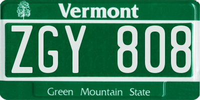 VT license plate ZGY808