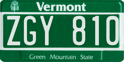 VT license plate ZGY810