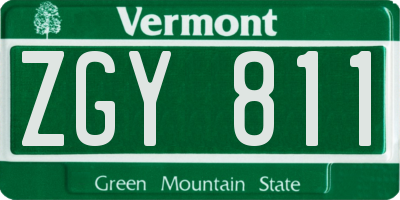 VT license plate ZGY811