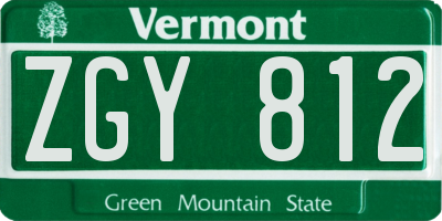 VT license plate ZGY812