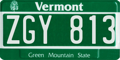 VT license plate ZGY813