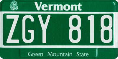 VT license plate ZGY818