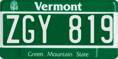 VT license plate ZGY819
