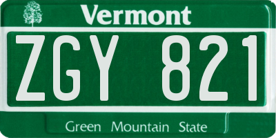 VT license plate ZGY821