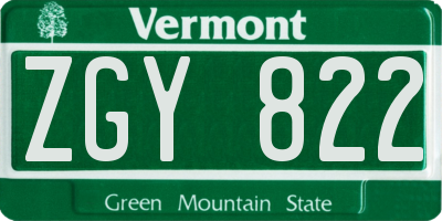 VT license plate ZGY822