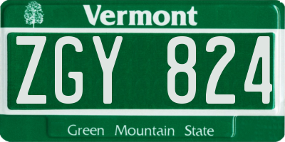 VT license plate ZGY824