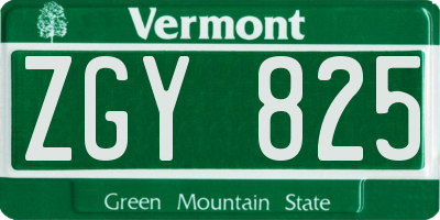 VT license plate ZGY825