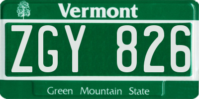 VT license plate ZGY826