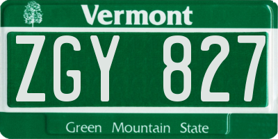 VT license plate ZGY827