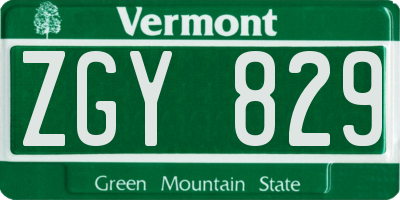 VT license plate ZGY829