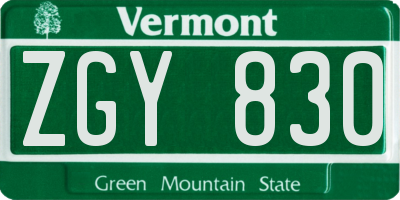 VT license plate ZGY830