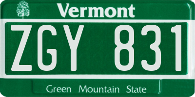 VT license plate ZGY831