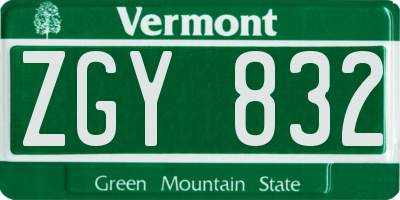 VT license plate ZGY832