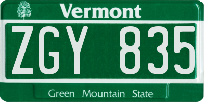 VT license plate ZGY835