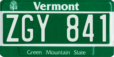 VT license plate ZGY841