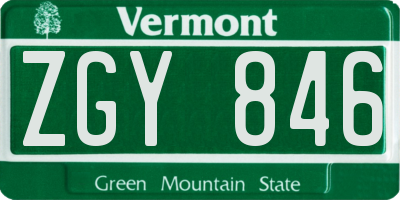 VT license plate ZGY846
