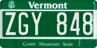 VT license plate ZGY848