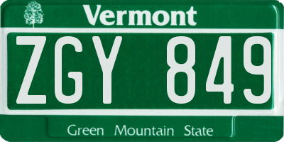 VT license plate ZGY849