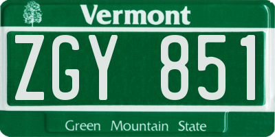 VT license plate ZGY851