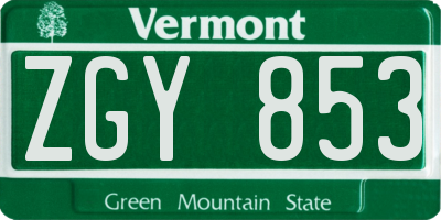 VT license plate ZGY853