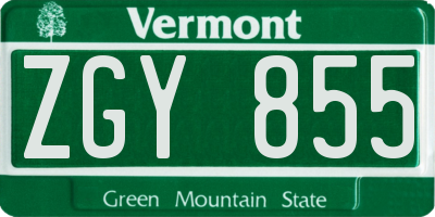 VT license plate ZGY855