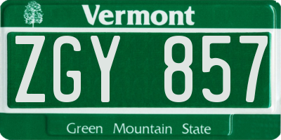 VT license plate ZGY857