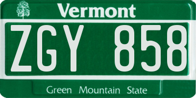 VT license plate ZGY858