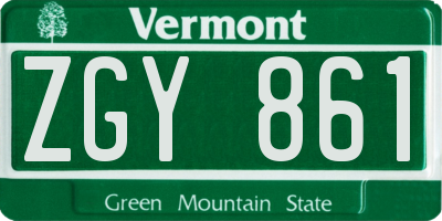 VT license plate ZGY861