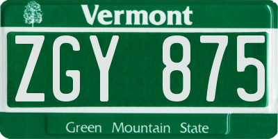 VT license plate ZGY875