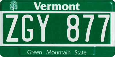 VT license plate ZGY877