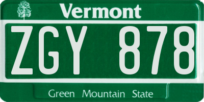 VT license plate ZGY878