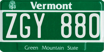 VT license plate ZGY880