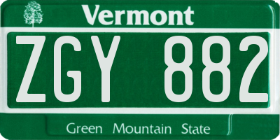 VT license plate ZGY882