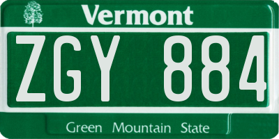 VT license plate ZGY884