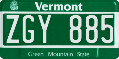 VT license plate ZGY885