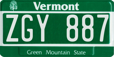 VT license plate ZGY887