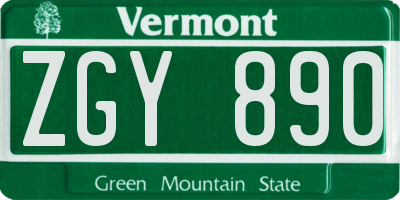 VT license plate ZGY890