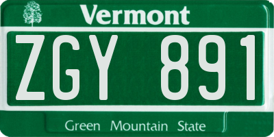 VT license plate ZGY891