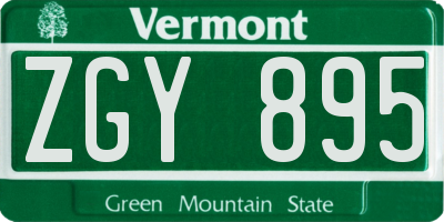 VT license plate ZGY895