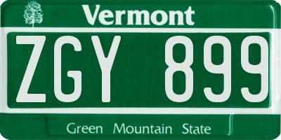 VT license plate ZGY899