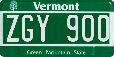 VT license plate ZGY900